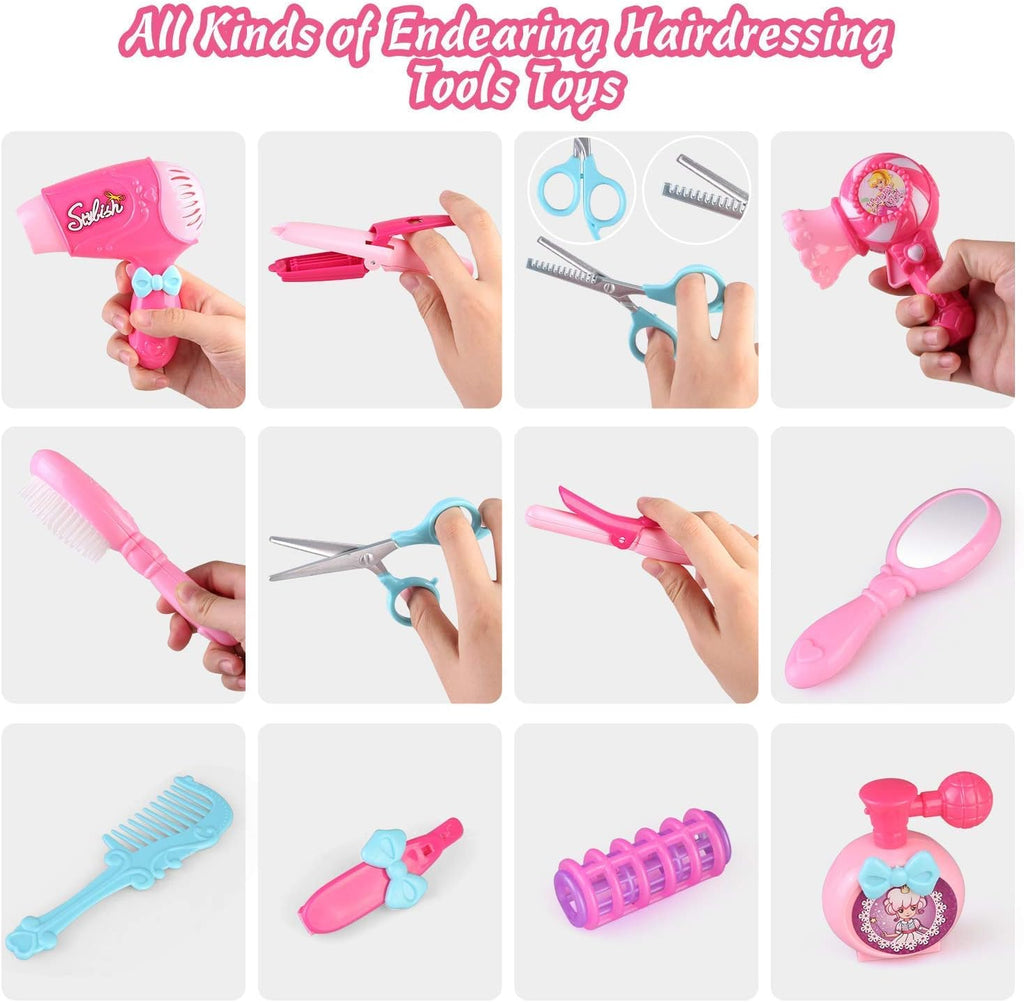Kids Hair Salon Toy Set with Hair Dryer and Beauty Accessories N114904