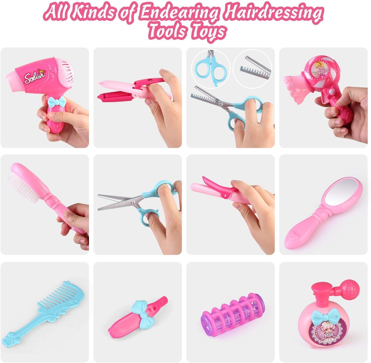Kids Hair Salon Toy Set with Hair Dryer and Beauty Accessories N114904