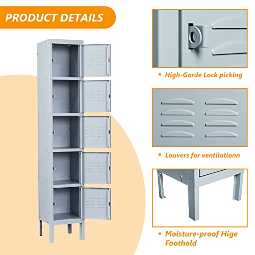 Metal Locker with Lock for Employees, Tall Steel Storage Cabinet O524