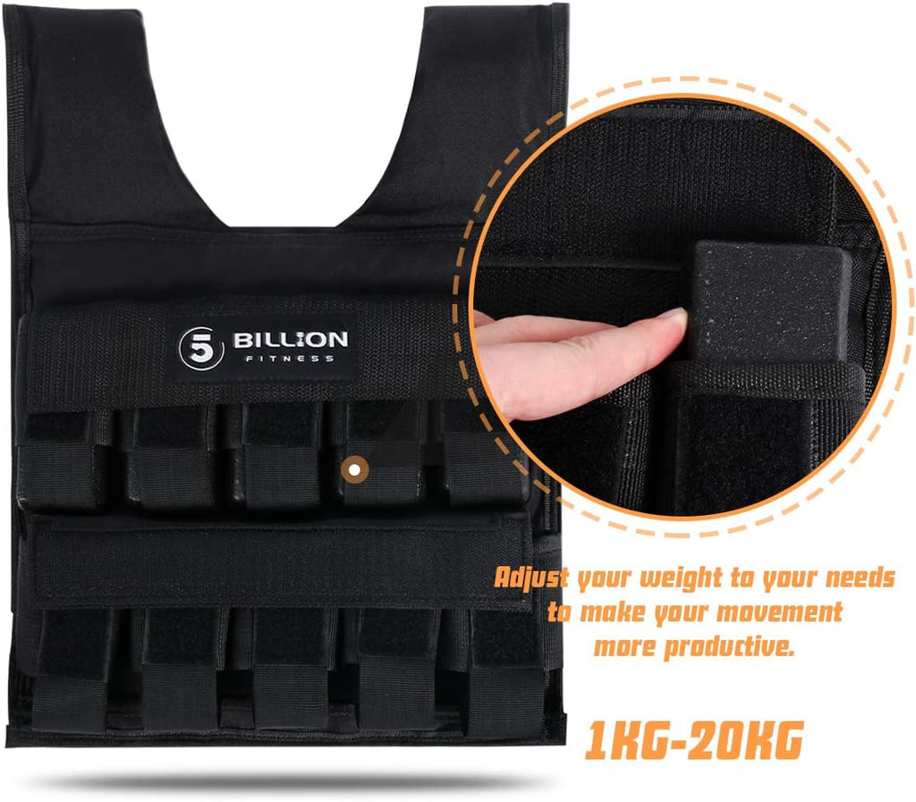 Adjustable Weighted Vest 0-44lbs with Solid Bar Weights for Strength Training I435