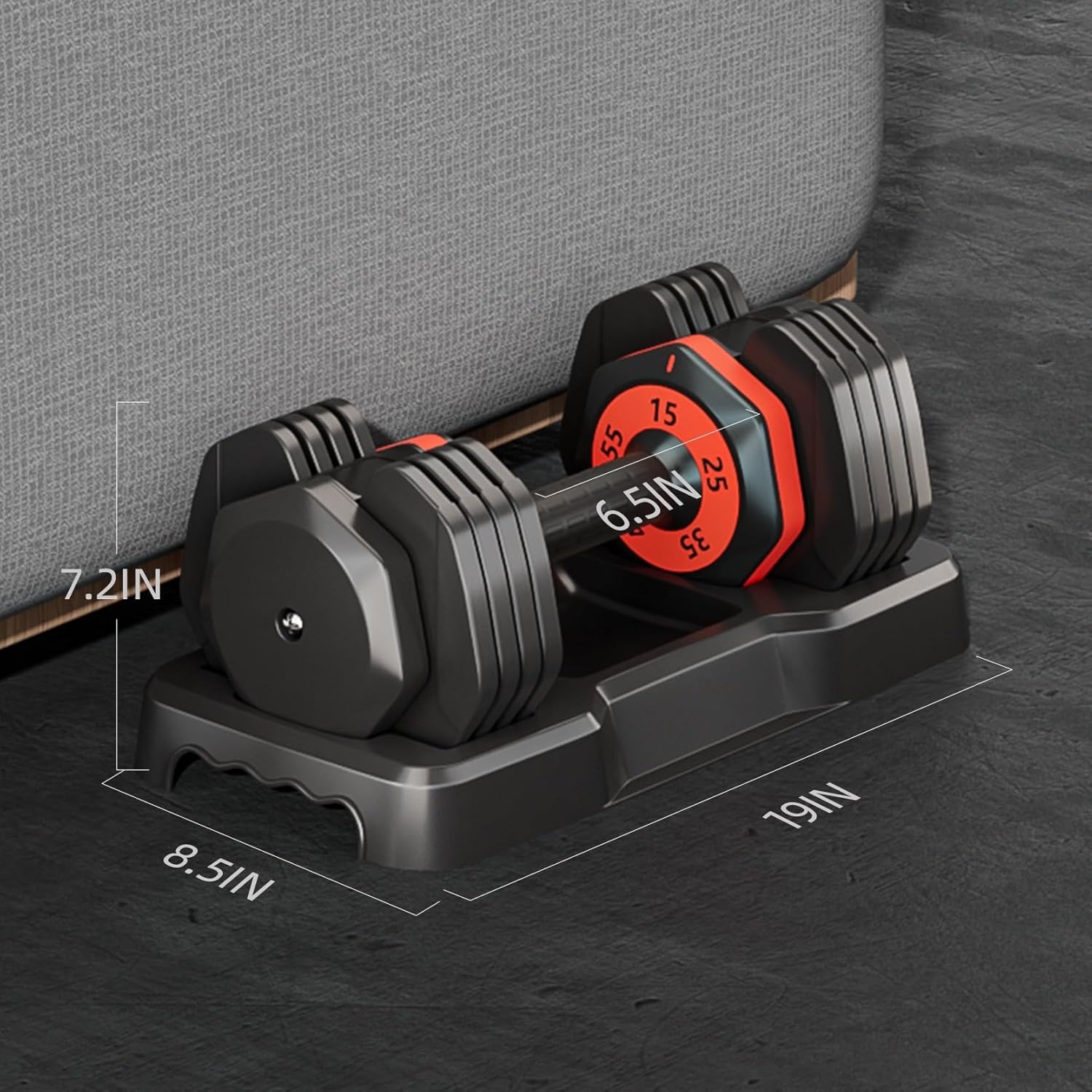 55LB Adjustable Dumbbell Set with Anti-Slip Handle for Home Gym Strength Training R836