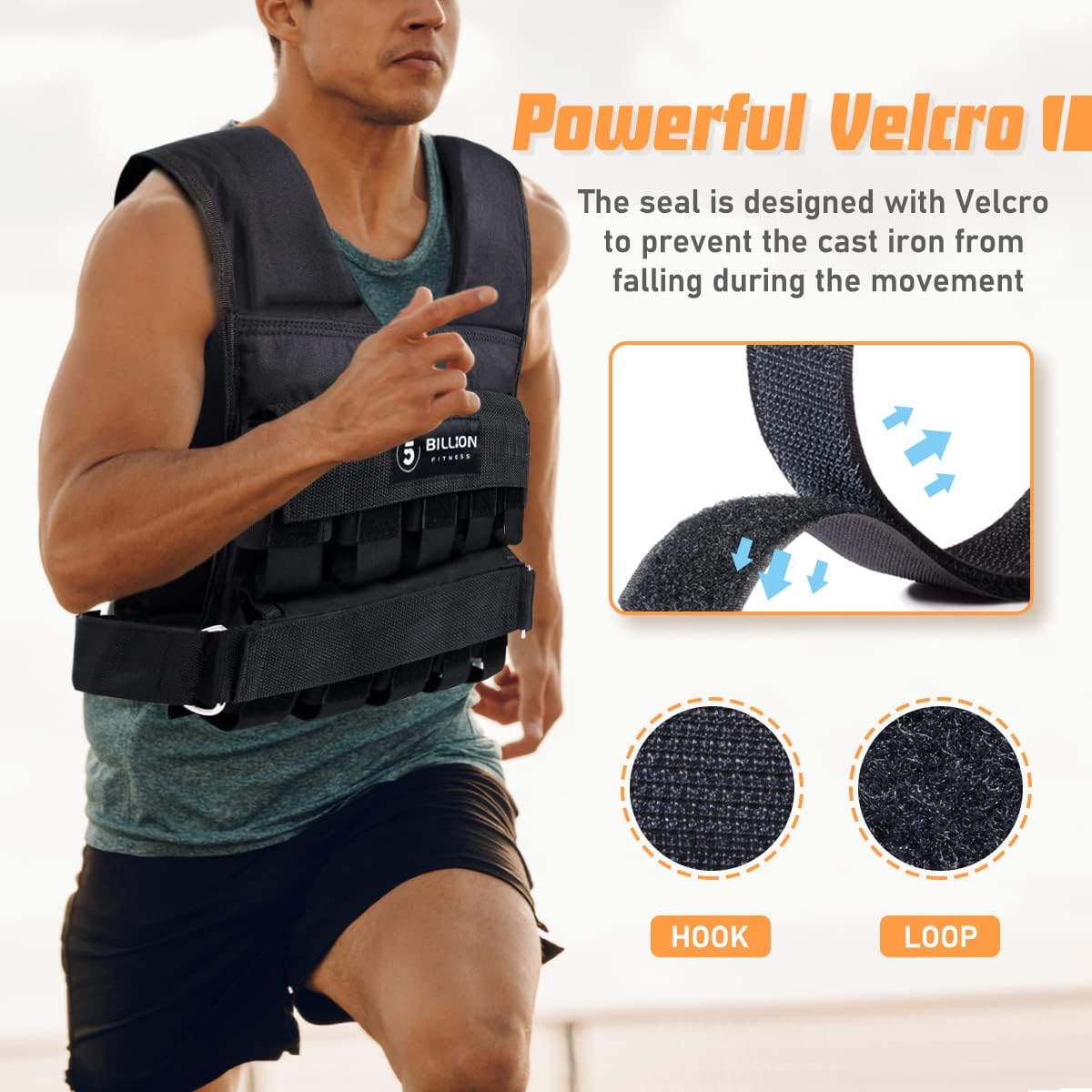 Adjustable Weighted Vest 0-44lbs with Solid Bar Weights for Strength Training I435