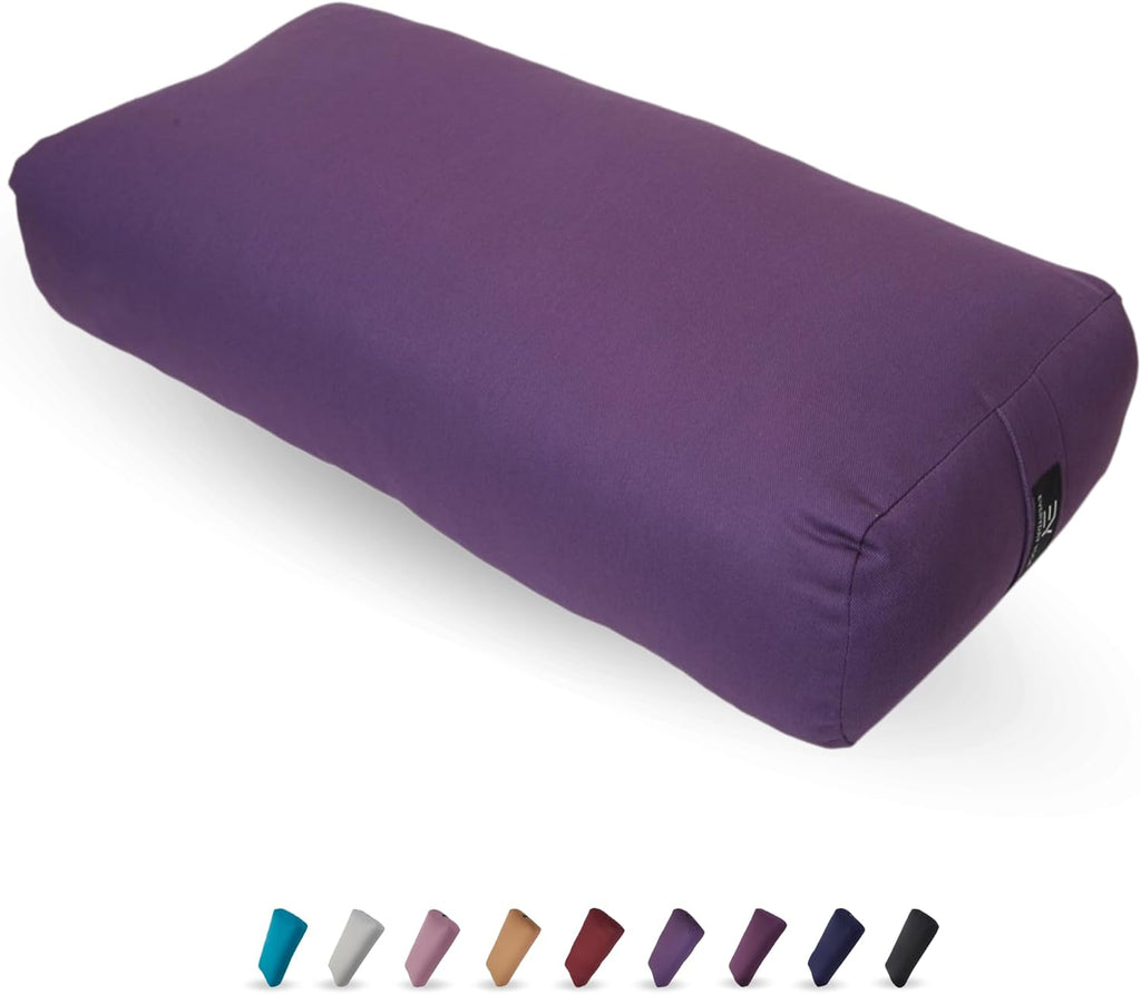 Yoga Bolster and Strap Set, Rectangular Meditation Pillow, Soft Lightweight with Carry Handle K1545