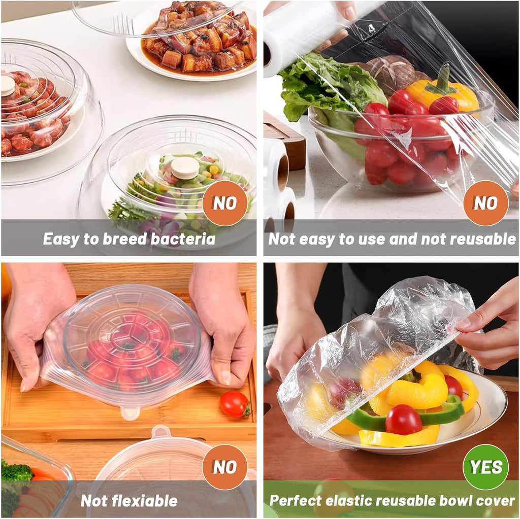 Reusable Elastic Food Bowl Storage Covers, Dish Plate Covers, BPA Free W233240