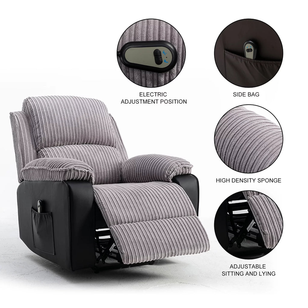 Electric Lift Recliner with Heat and Massage, Padded Arms, USB W62459