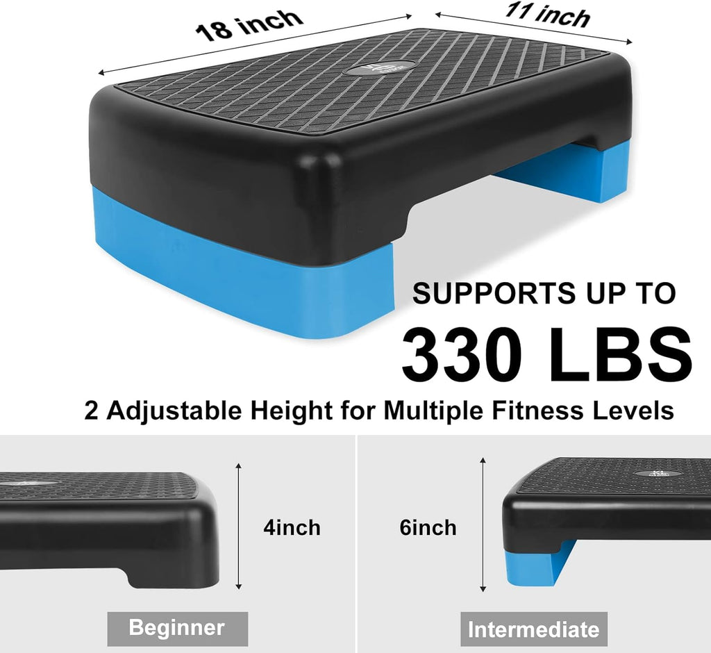 Adjustable 4-6 Inch Step Aerobics Platform with 2 Risers N3611