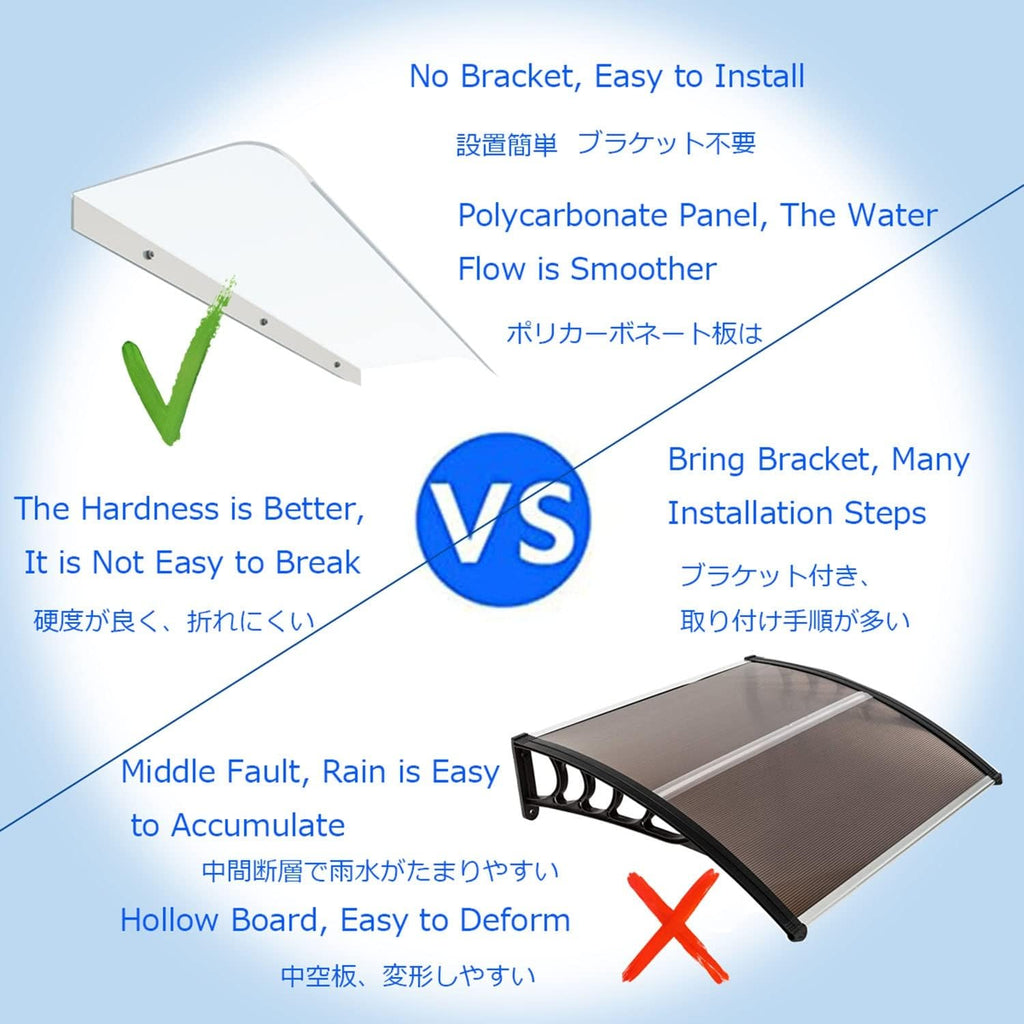 Awning Canopy UV Rain Snow Protection for Front Door Patio Roof A185965