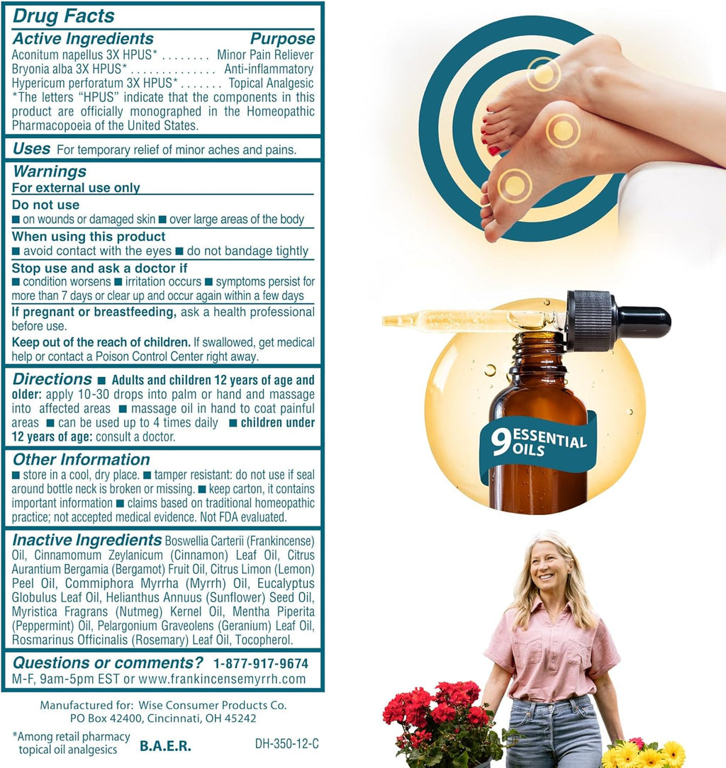Nerve and Foot Pain Relief Rubbing Oil with Essential Oils, 2 Fl. Oz. F465442