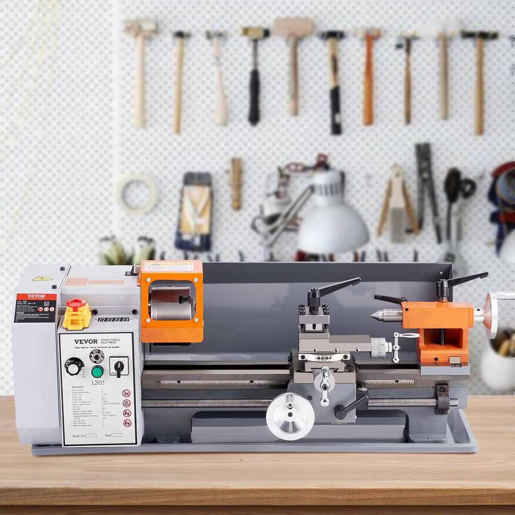 Metal Lathe Machine, 7.87" x 13.78", Benchtop Power Lathe, 50-2500 RPM Variable Speed, 500W Motor, with Tool Box F129