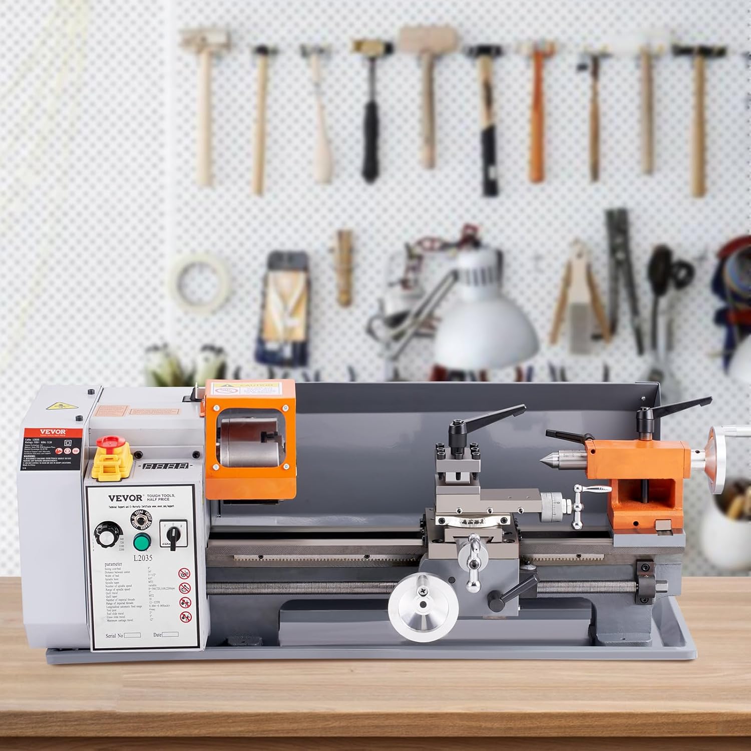 Metal Lathe Machine, 7.87" x 13.78", Benchtop Power Lathe, 50-2500 RPM Variable Speed, 500W Motor, with Tool Box F129