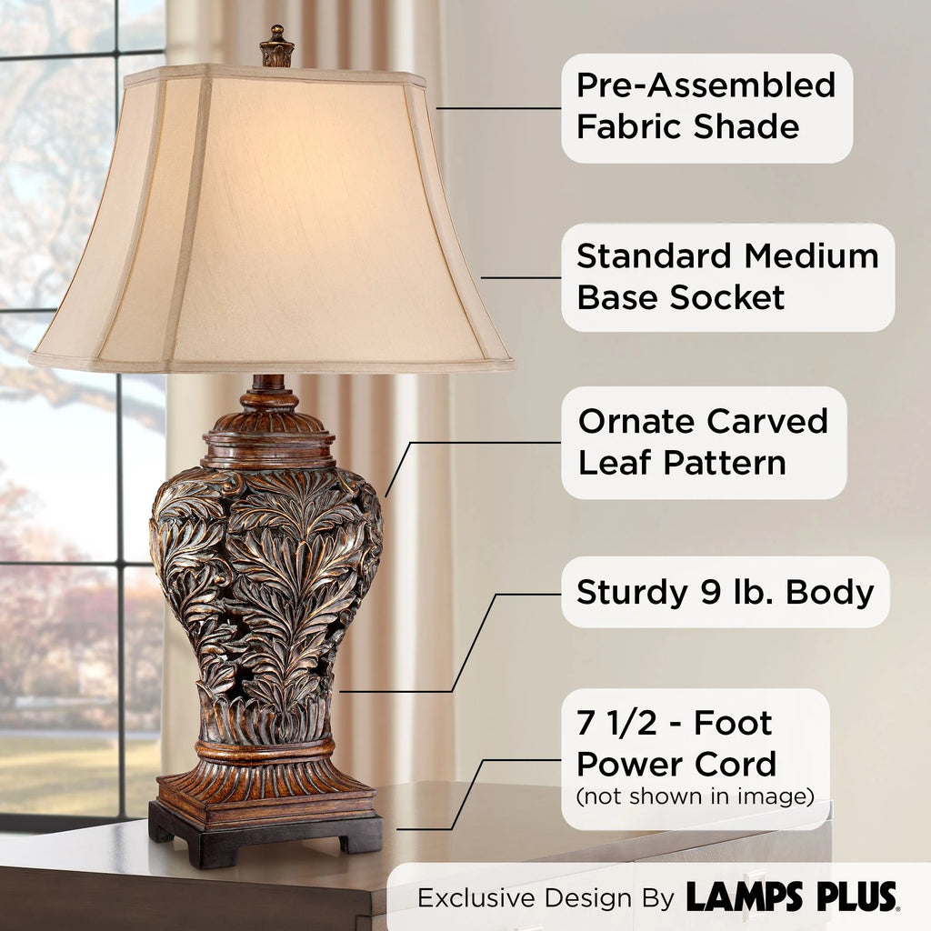 Table Lamps Set of 2, 32.5" Tall with Curling Leaves Design E135589