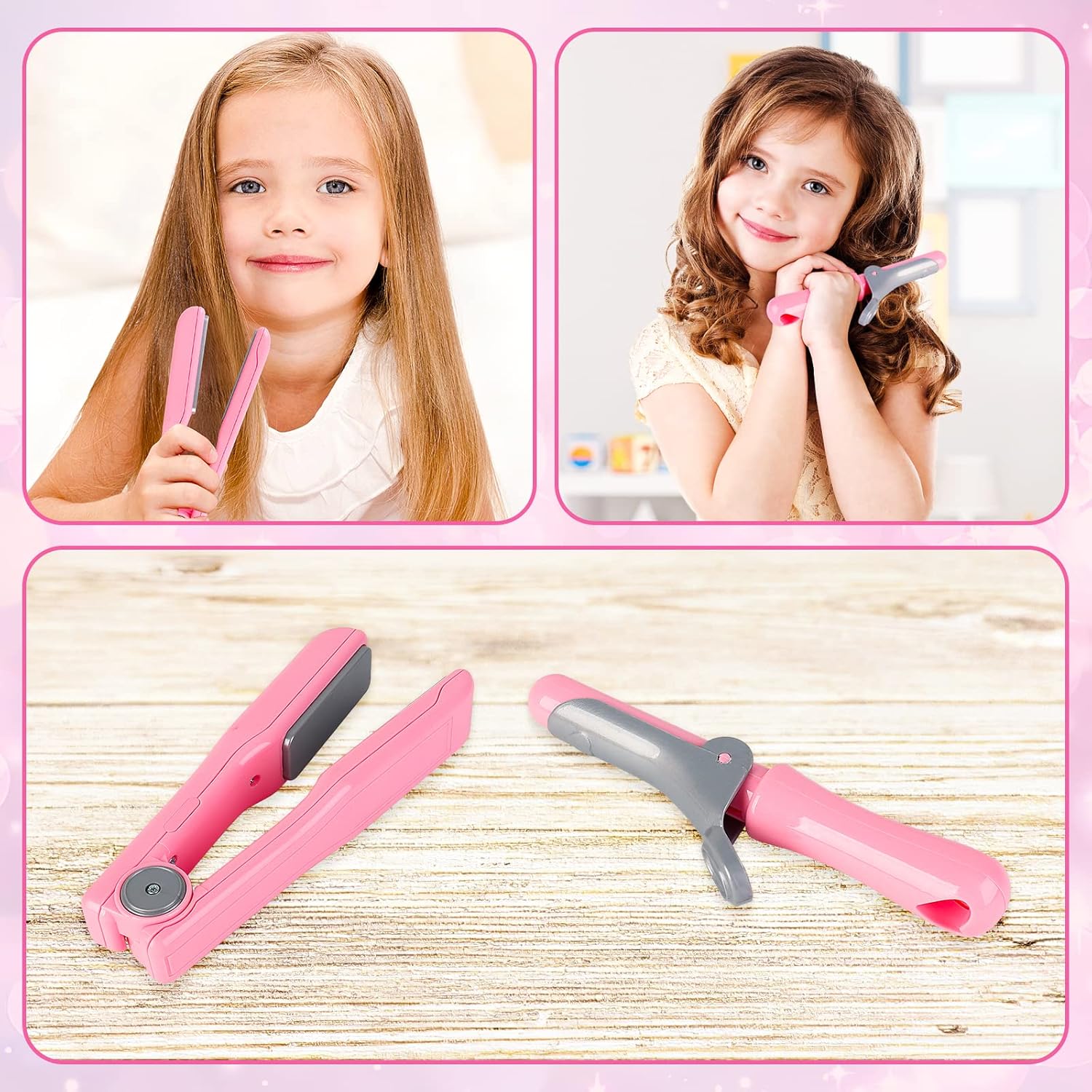 Girls Beauty Salon Set 35pcs Kids Pretend Play Makeup with Hairdryer, Mirror, Curling Iron C601742