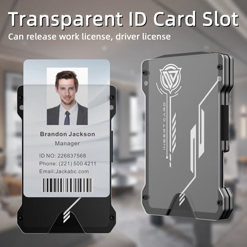 Slim Aluminum Money Clip Wallet with RFID Blocking and Clear ID Holder D265