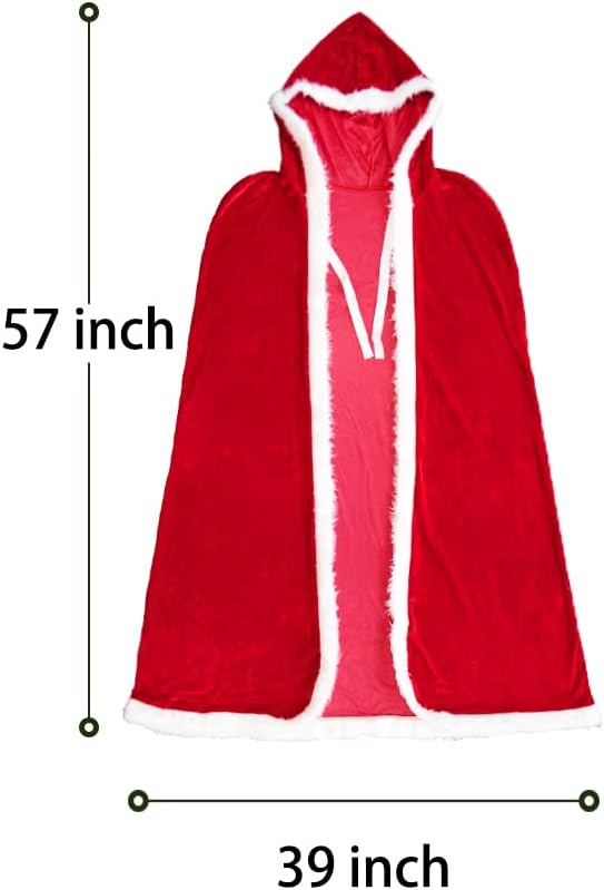 Red Velvet Mrs Santa Hooded Cape Christmas Costume N9244