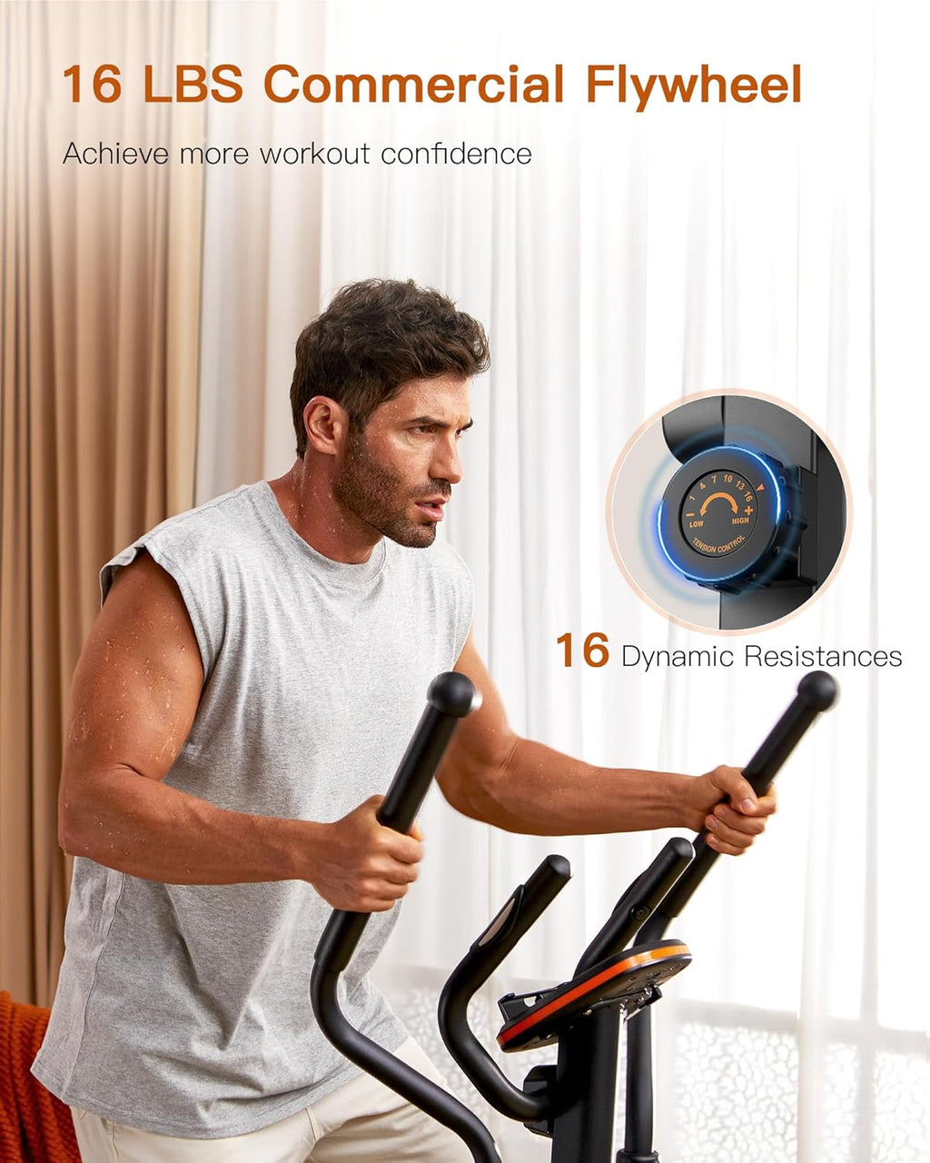 Elliptical Machine & Recumbent Exercise Bike, 16 Resistance Levels V258610
