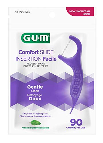 Comfort Slide Floss Picks for Tight Teeth, Extra Strong Shred-Resistant, Fresh Mint, 90 ct (6pk) L450