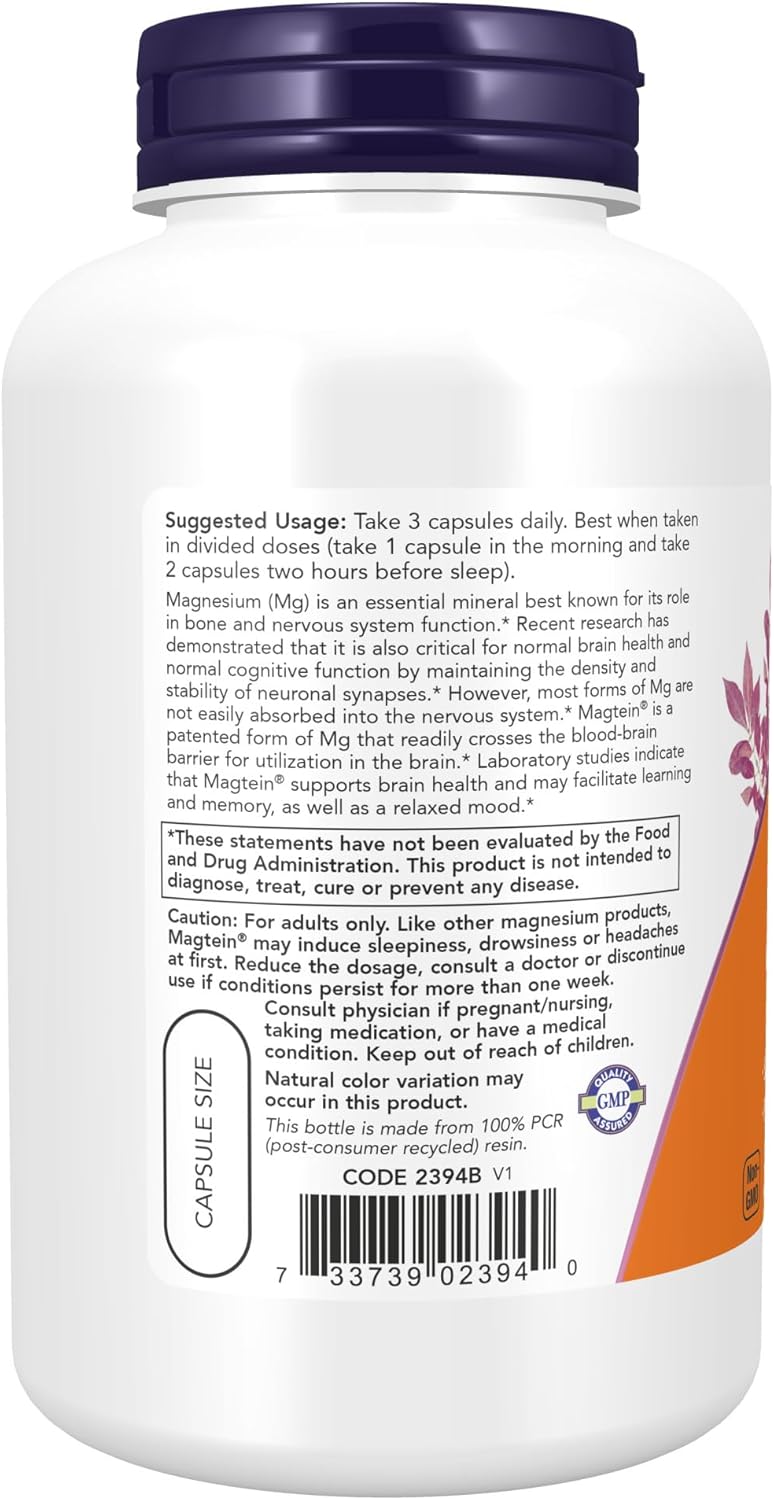 Magnesium L-Threonate Cognitive Support, 180 Veg Capsules E510714