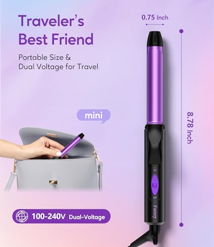 Travel Size Curling Iron Dual Voltage for Short Hair with 3/4 Inch Barrel N47267