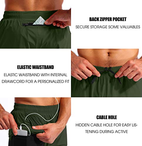 Men's 2 in 1 Running Shorts 5" Quick Dry with Phone Pockets P432