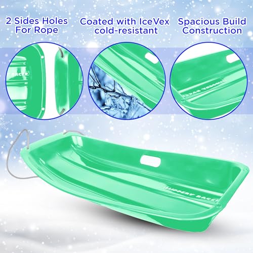 Toddler Snow Sled with Pull Rope and Handles - 35 Inch, 2 Pack X688