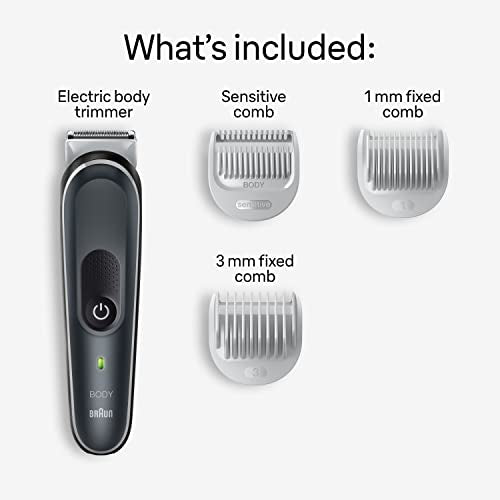 Body Groomer for Men, Chest, Armpits & Groin, 2 Combs, SkinSecure, Washable W895441