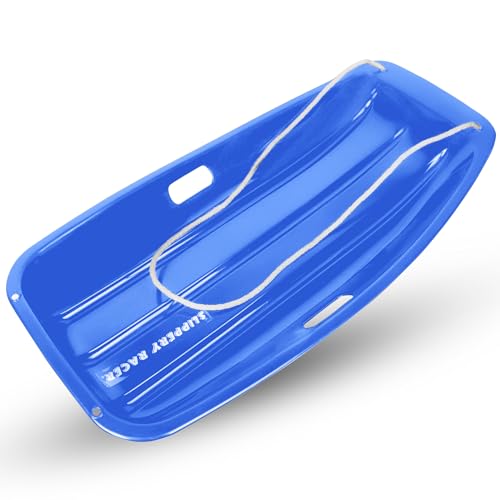 Plastic Toboggan Snow Sled with Pull Rope and Handles Z630