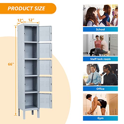 Metal Locker with Lock for Employees, Tall Steel Storage Cabinet O524