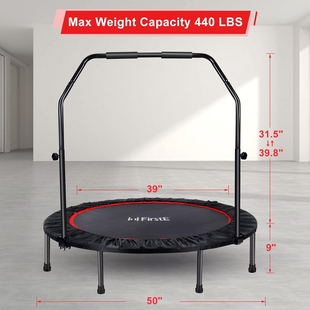 Mini Fitness Trampoline for Adults, Foldable with Adjustable Foam Handle L1844
