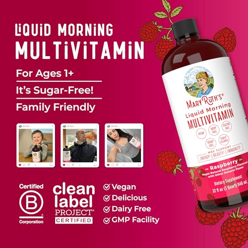 Liquid Multivitamin for Women, Men & Kids, No Added Sugar, Vegan, 32 Fl Oz K852872