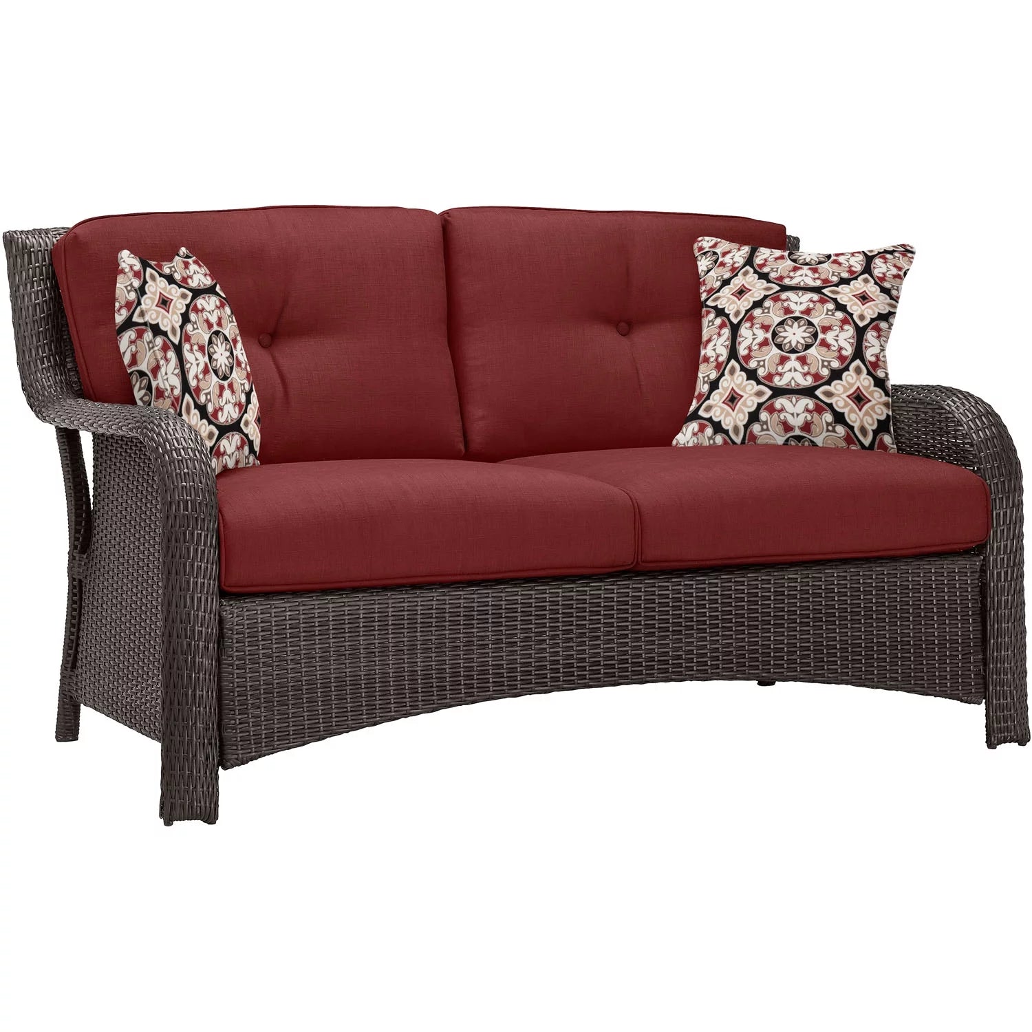 6-Piece Wicker Outdoor Conversation Set, Crimson Red P9795