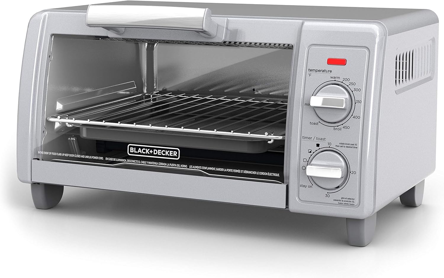 BLACK+DECKER TO1705SG 4-Slice Toaster Oven, Easy Controls, Stainless Steel