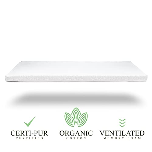 Ventilated 2-Inch Memory Foam Crib Mattress Topper Pad with Waterproof Washable Cover K834