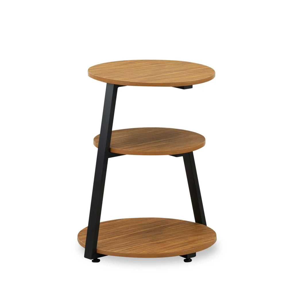 Round Wooden and Metal End Table in Black/Oak H987390