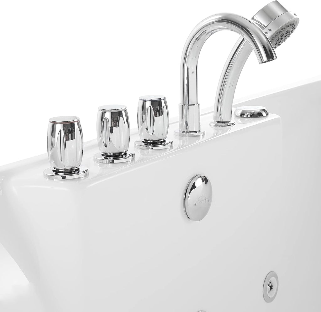 67 Inch Freestanding Whirlpool Bathtub with 8 Jets Acrylic Massage Soaking Tub N7329