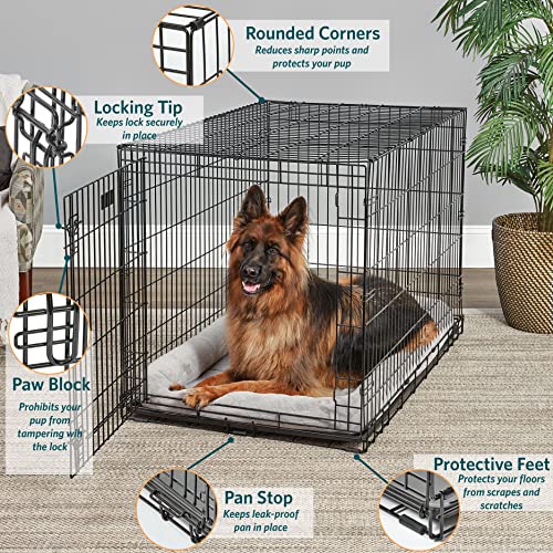 Folding Metal Dog Crate with Divider Panel and Leak-Proof Pan J64110