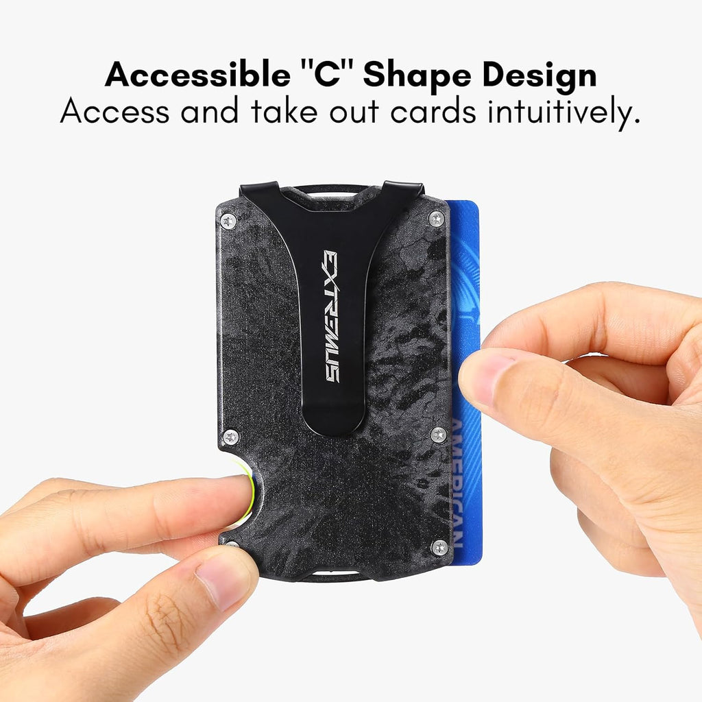 Slim Carbon Fiber Wallet for Men with Money Clip and RFID Blocking L7835