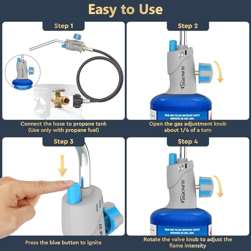 Propane Torch Head with Igniter, Trigger Start, 5FT Hose, Adjustable Flame R171994