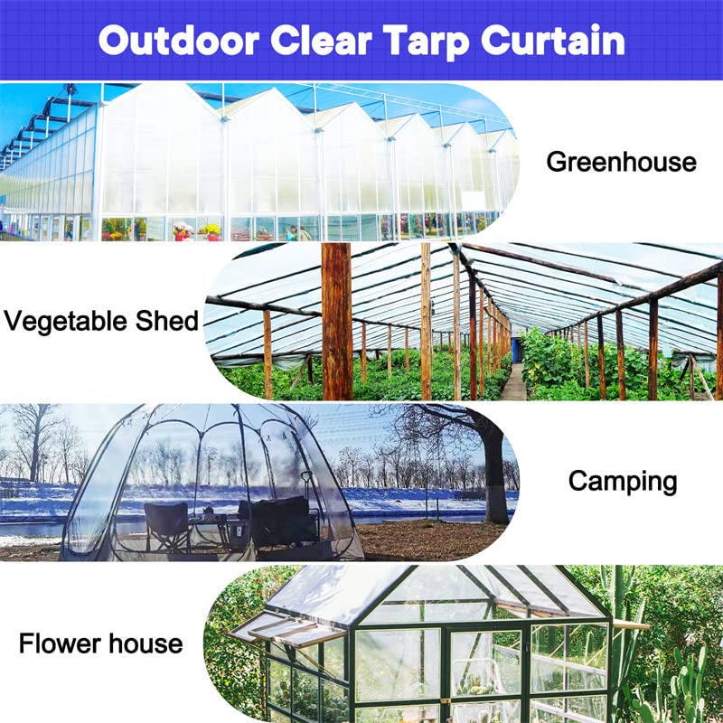Clear Vinyl Tarp 8x8 FT Waterproof Heavy Duty with Metal Grommets K651