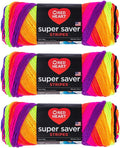 Red Heart Super Saver Yarn-Bright Stripe