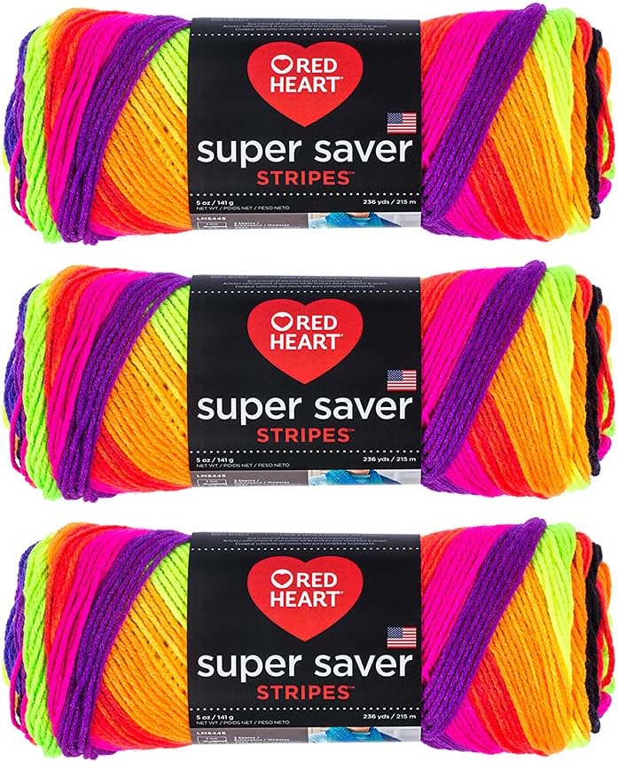 Red Heart Super Saver Yarn-Bright Stripe