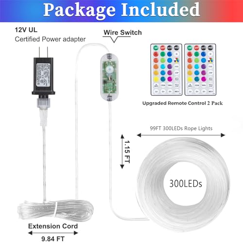Solar Rope Lights 66ft Outdoor Waterproof Garden Decor X4891