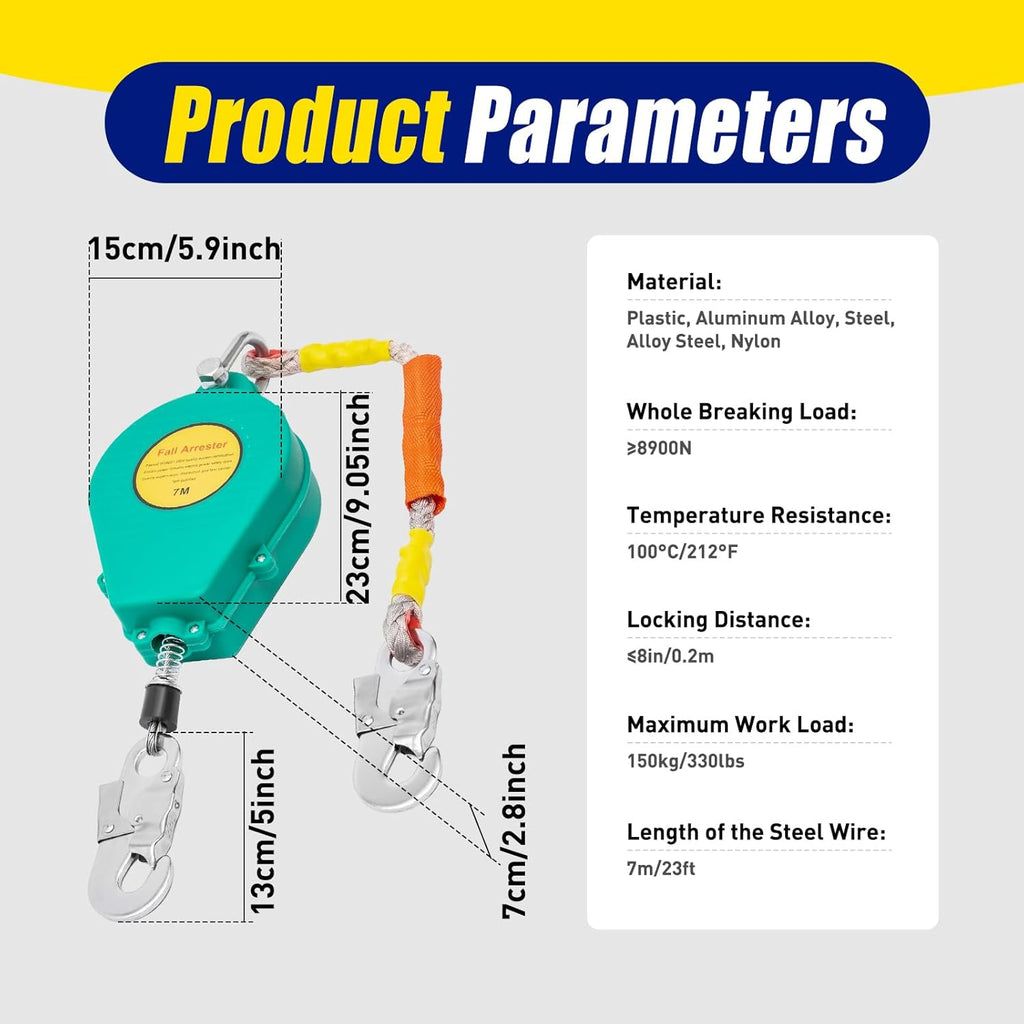 Self-Retracting Lifeline 330lbs Fall Arrester with Steel Wire Rope T258