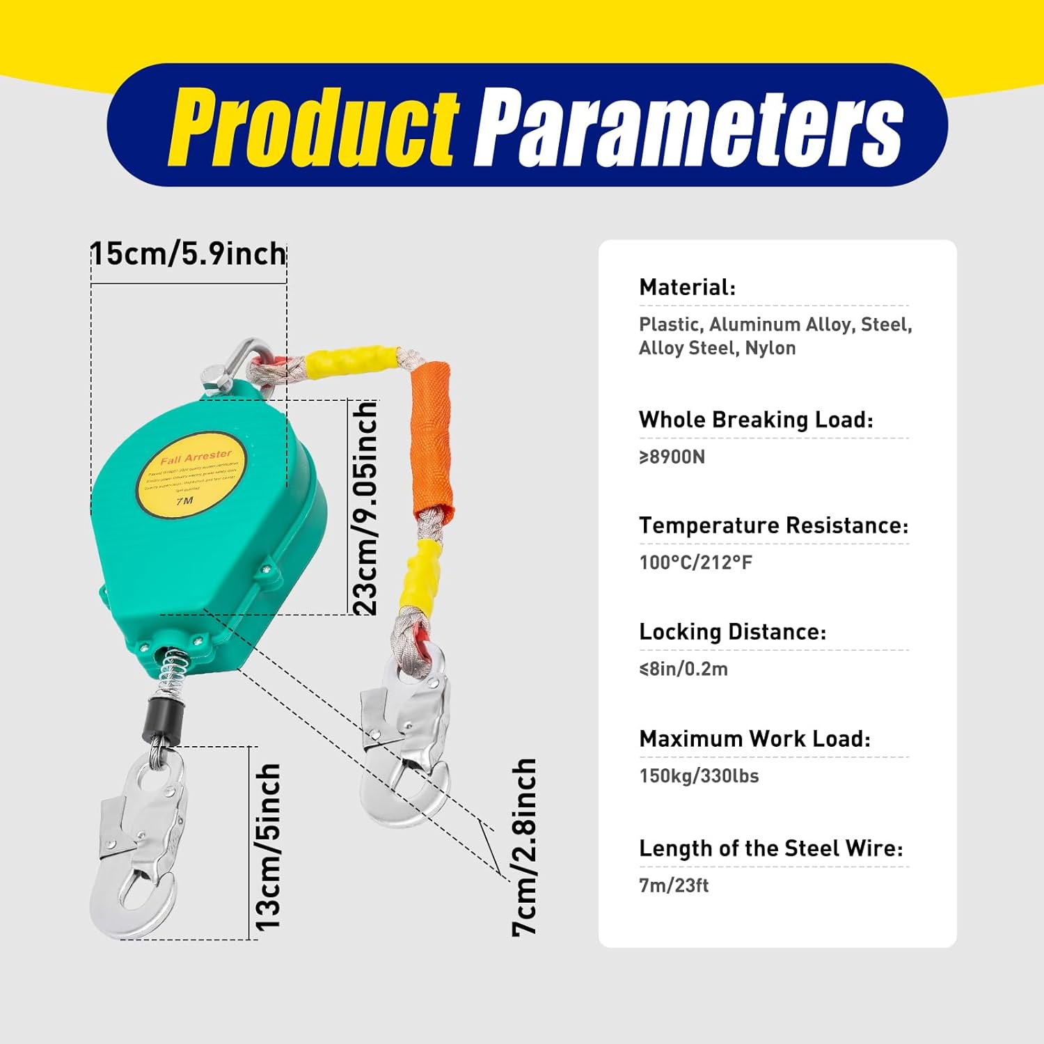 Self-Retracting Lifeline 330lbs Fall Arrester with Steel Wire Rope T258