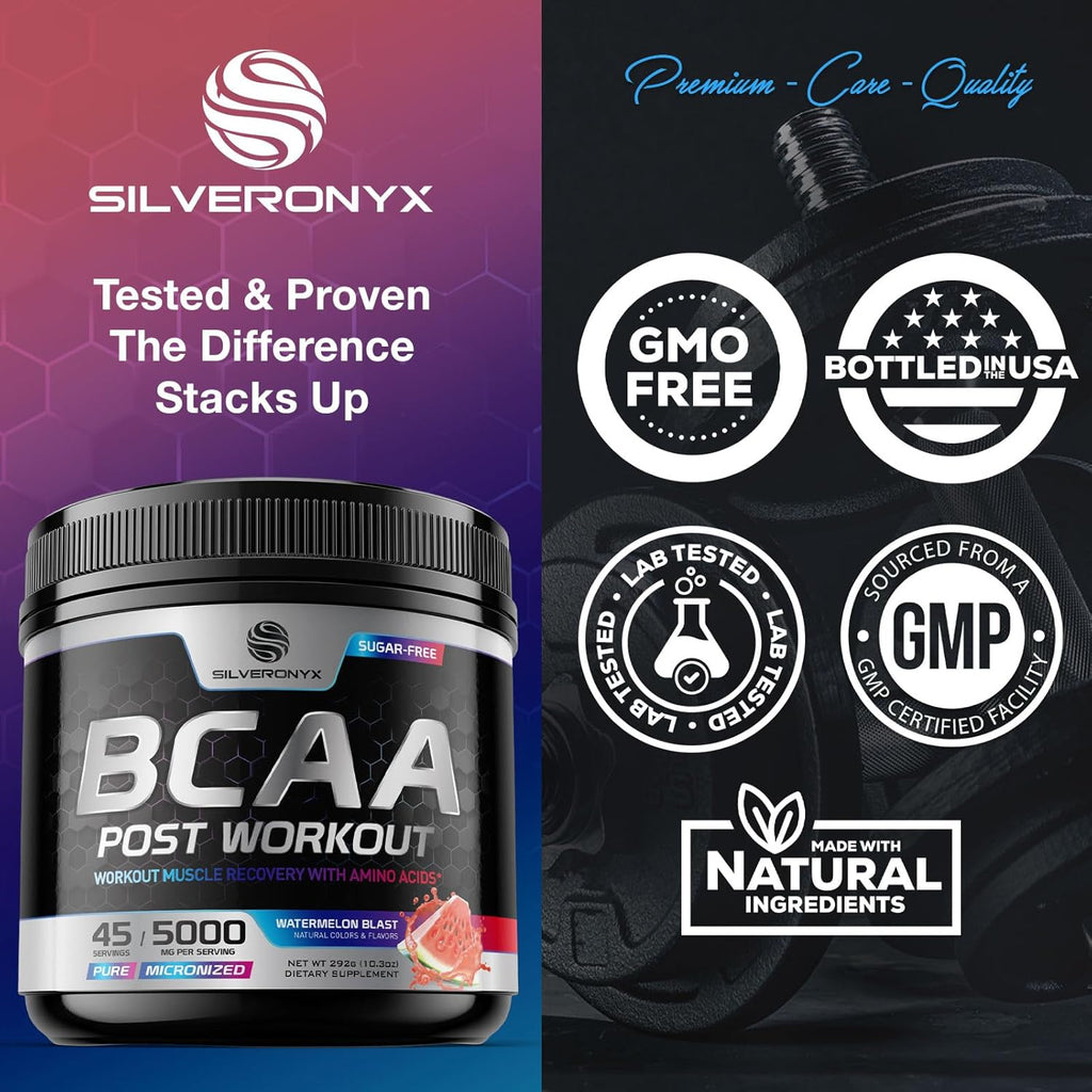 Amino Muscle Recovery Powder with BCAAs - Post Workout Drink - Keto, Caffeine Free, Watermelon - 45 Servings K391