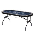 Foldable Poker Table-8 Player Texas Hold'em Table, No Assembly Needed, Equipped with Cup Holders, Perfect for Homes, Parties, Game Rooms, Stylish Blue Design