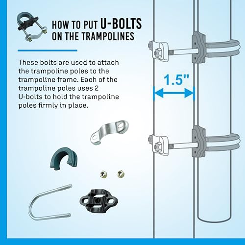 Trampoline Safety Enclosure Set for 7.5-15 FT Frames with Net, Poles & Hardware S7381