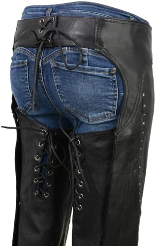 Women Low-Rise Motorcycle Chaps with Double Buckle H234
