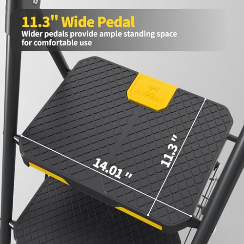 5 Step Ladder with Tool Platform, Folding Step Stool with Handrails, 800 LBS Portable Safety Ladder for Adults I66111