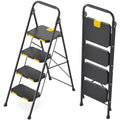 KINGRACK 5 Step Ladder with Tool Platform, Folding Step Stool with Handrails, Sturdy Steel Ladder with Wide Pedal, 800 LBS Portable Safety Ladder for Adults Painting Home Outdoor Garage