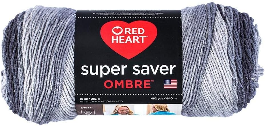 Red Heart Yarn Super Saver Ombre Yarn 10 oz Anthracite - 1